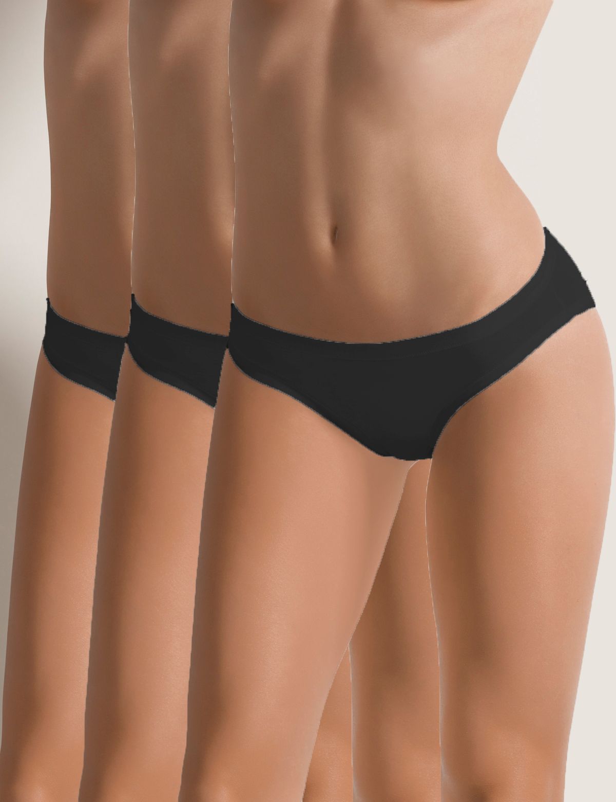 Cotonella L'Altra – 3 Pezzi Slip Donna Mini 3362 In Cotone Bielastico, Nero, Taglia 3/M, Comfort Extra - 3