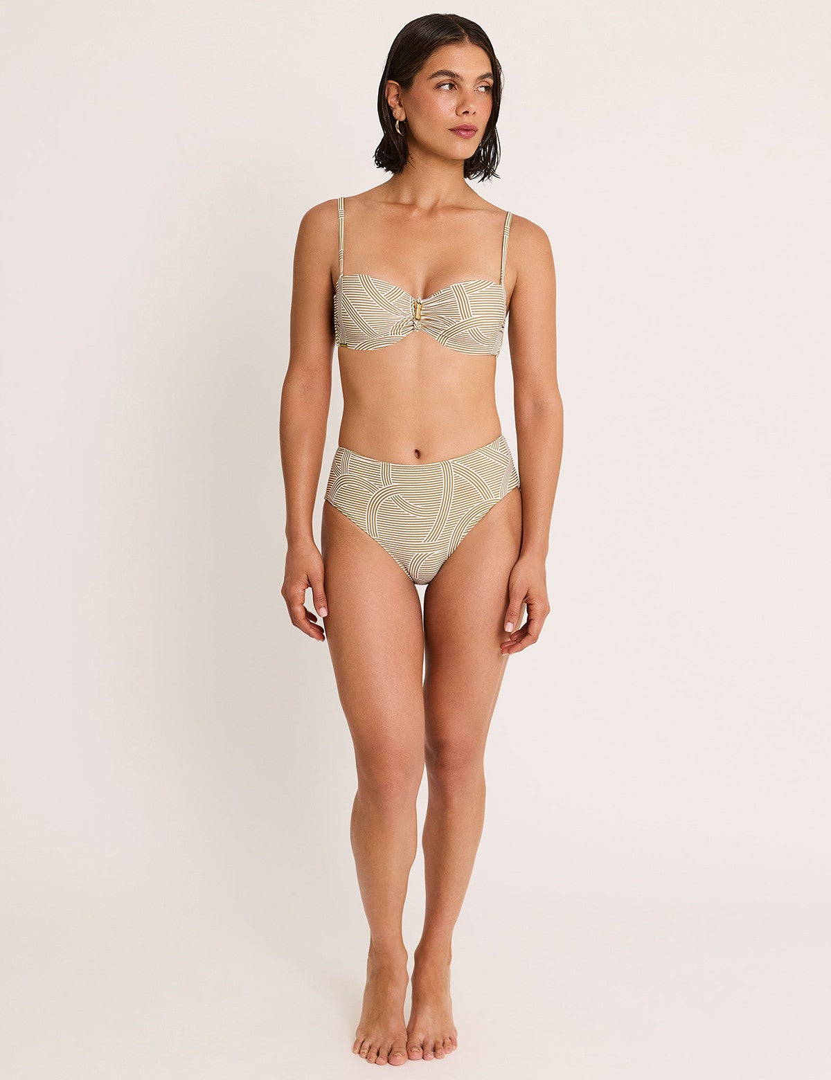 Selmark Mare Reverie Çizgi Desenli Yüksek Bel Bikini Altı
