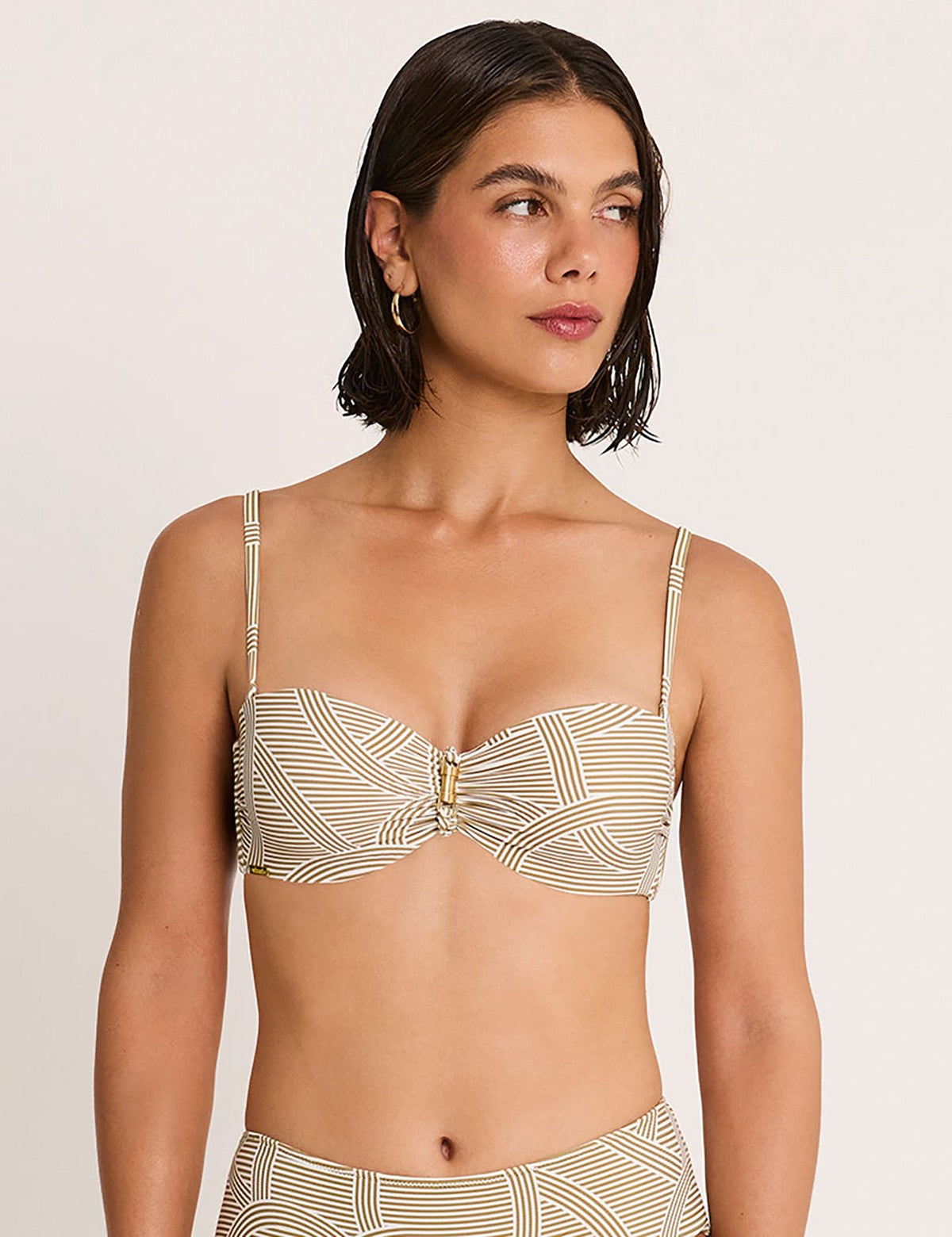 Selmark Mare Reverie Çizgi Desenli Straplez Bikini Üstü