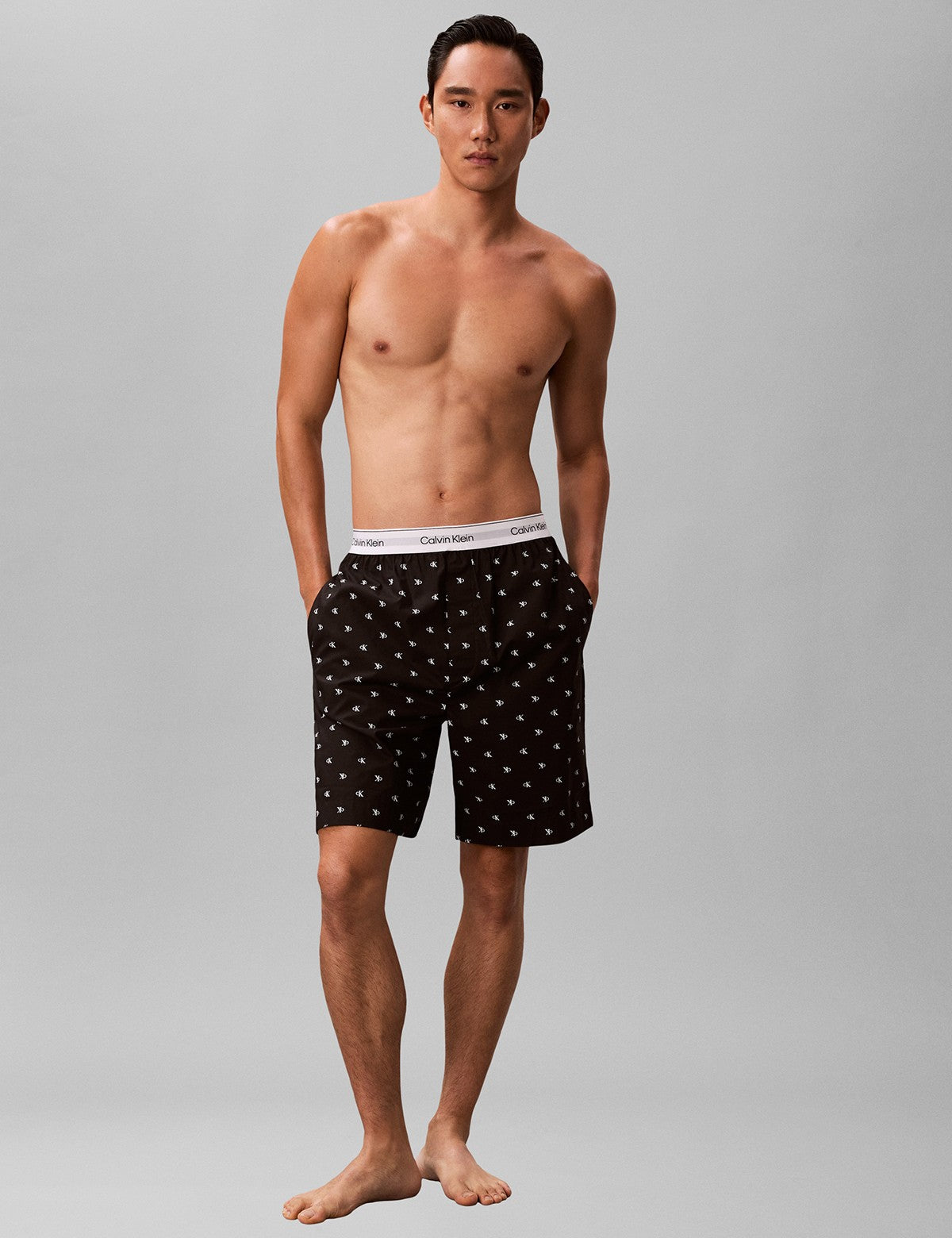 Calvin Klein Men Cotton Poplin Monogram Şort