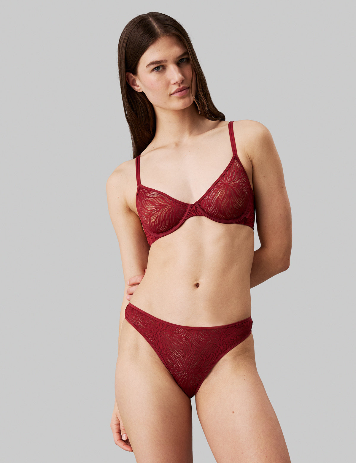 Calvin Klein Women Sheer Marquisette Lace Tanga