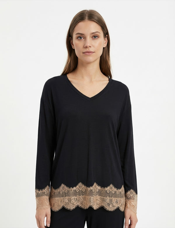 Wondergen Ruby Dantel Detaylı Uzun Kollu T-Shirt