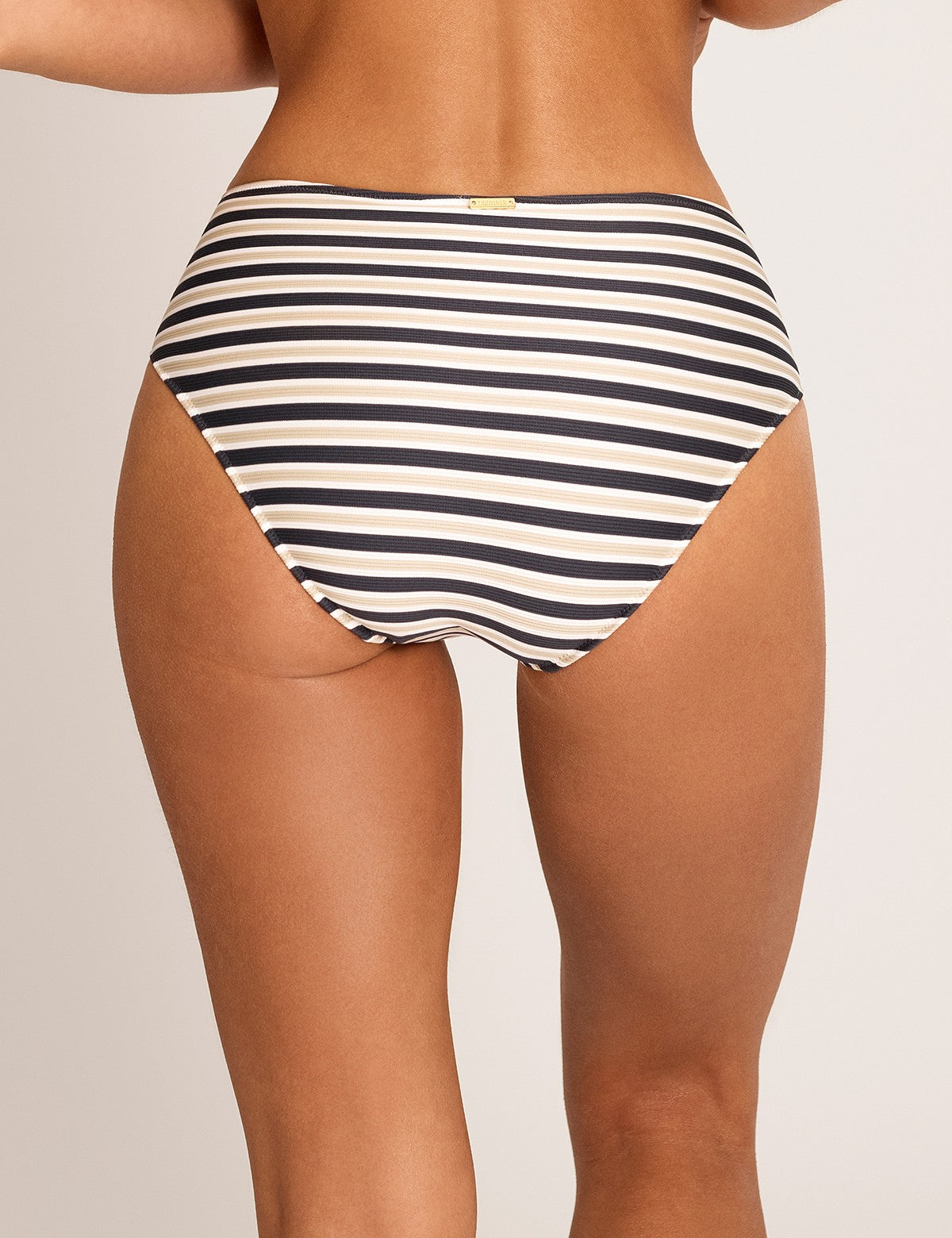 Selmark Mare Sailor Yüksek Bel Gold Aksesuarlı Çizgili Bikini Altı