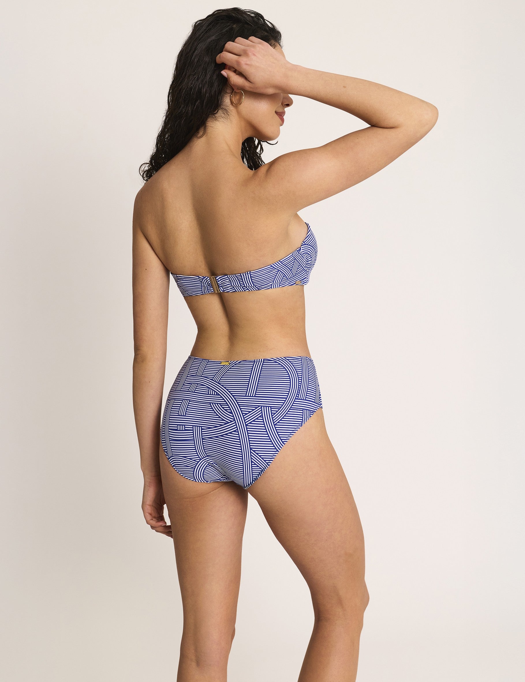 Selmark Mare Reverie Çizgi Desenli Yüksek Bel Bikini Altı