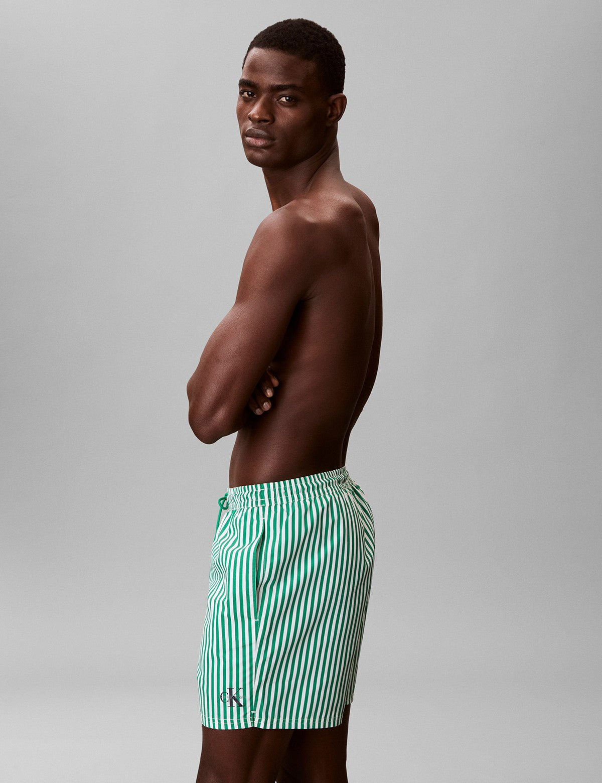 Calvin Klein Men Graphic Monogram Çizgili Deniz Şortu